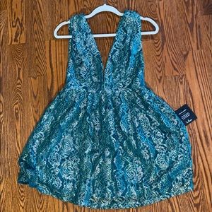 Green metallic short dress